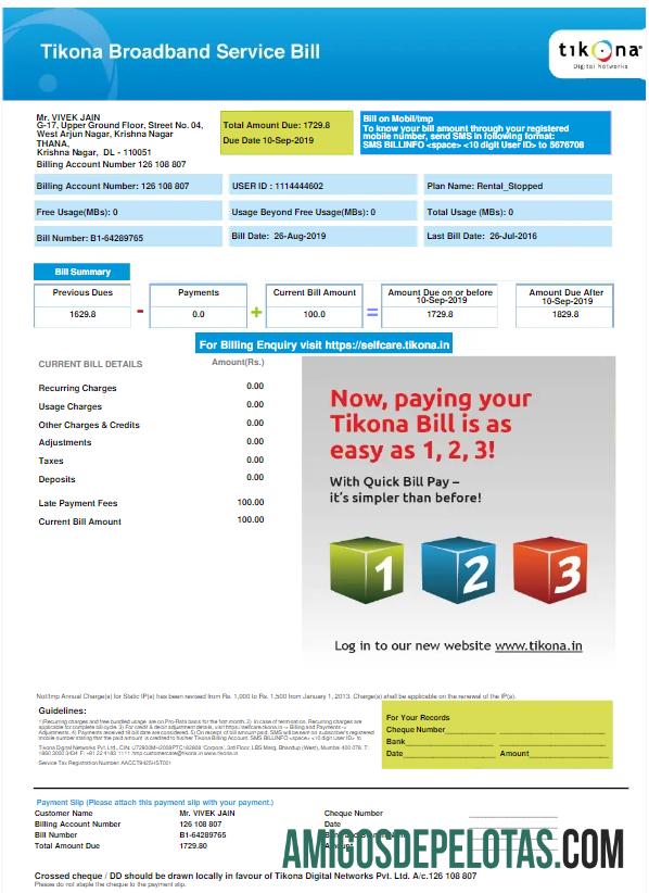 Em branco INDONÉSIA TIKONA Conta De Serviços Públicos Word E Modelo PDF